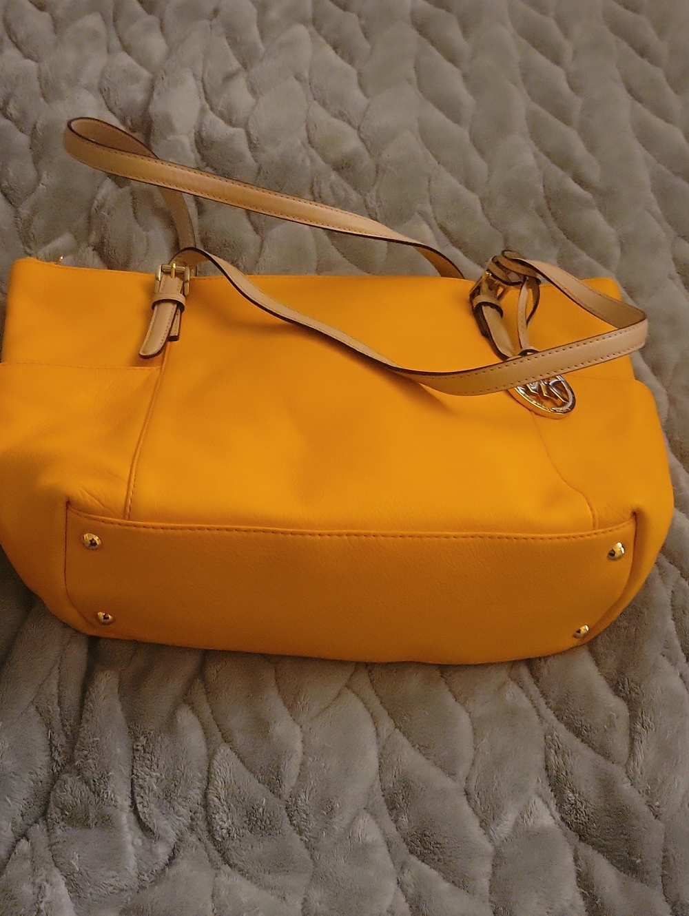 Michael Kors Yellow Leather Shoulder Bag with Adjustable Strap